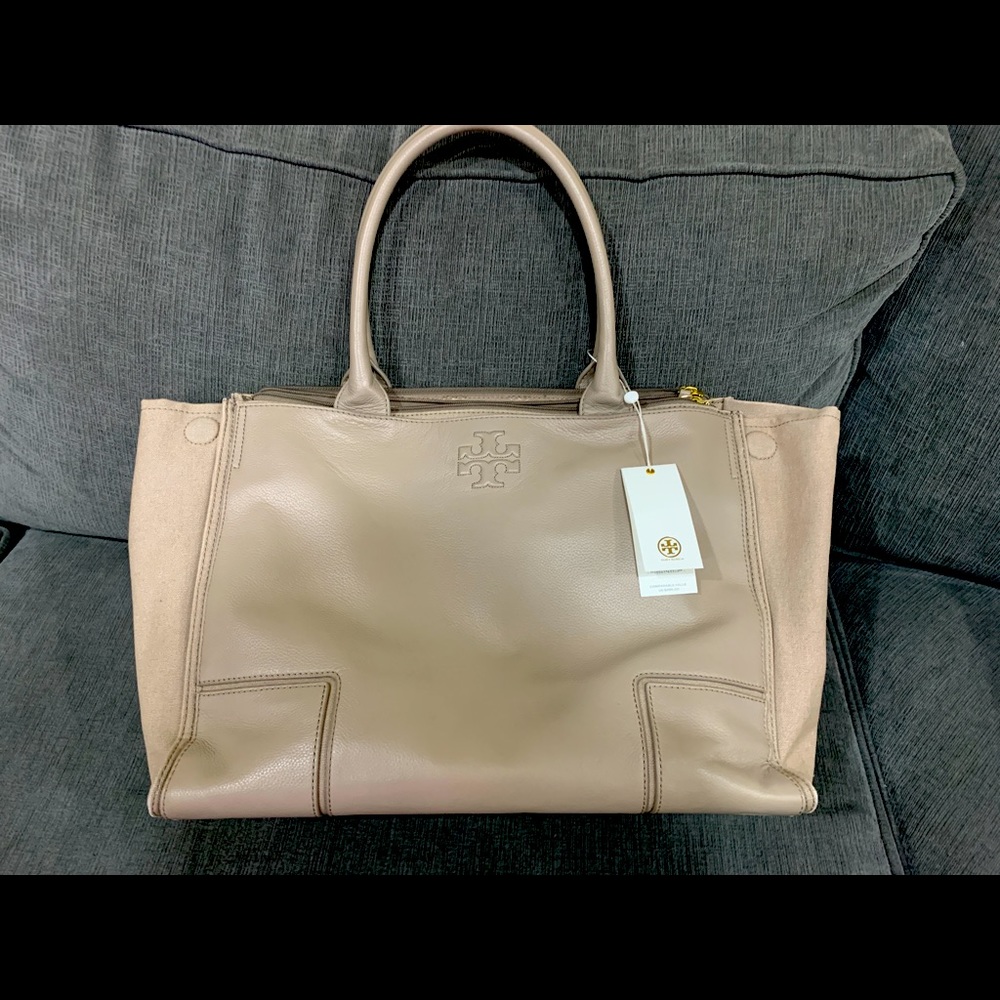 Tory Burch Ella Canvas Leather Bag New With Tag